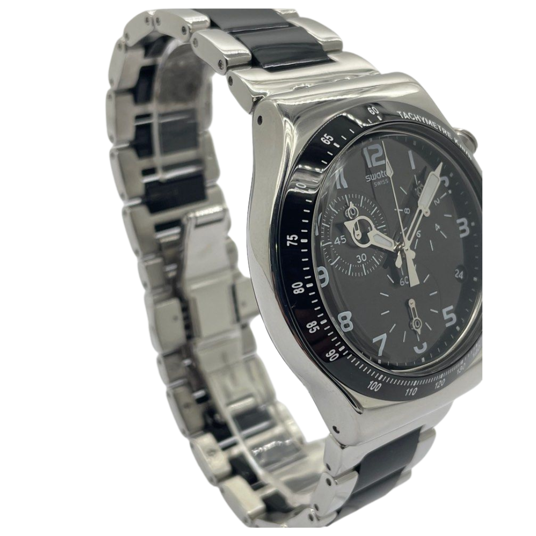 Swatch Irony 43mm Quartz Chronograph Black Dial Watch YVS441G