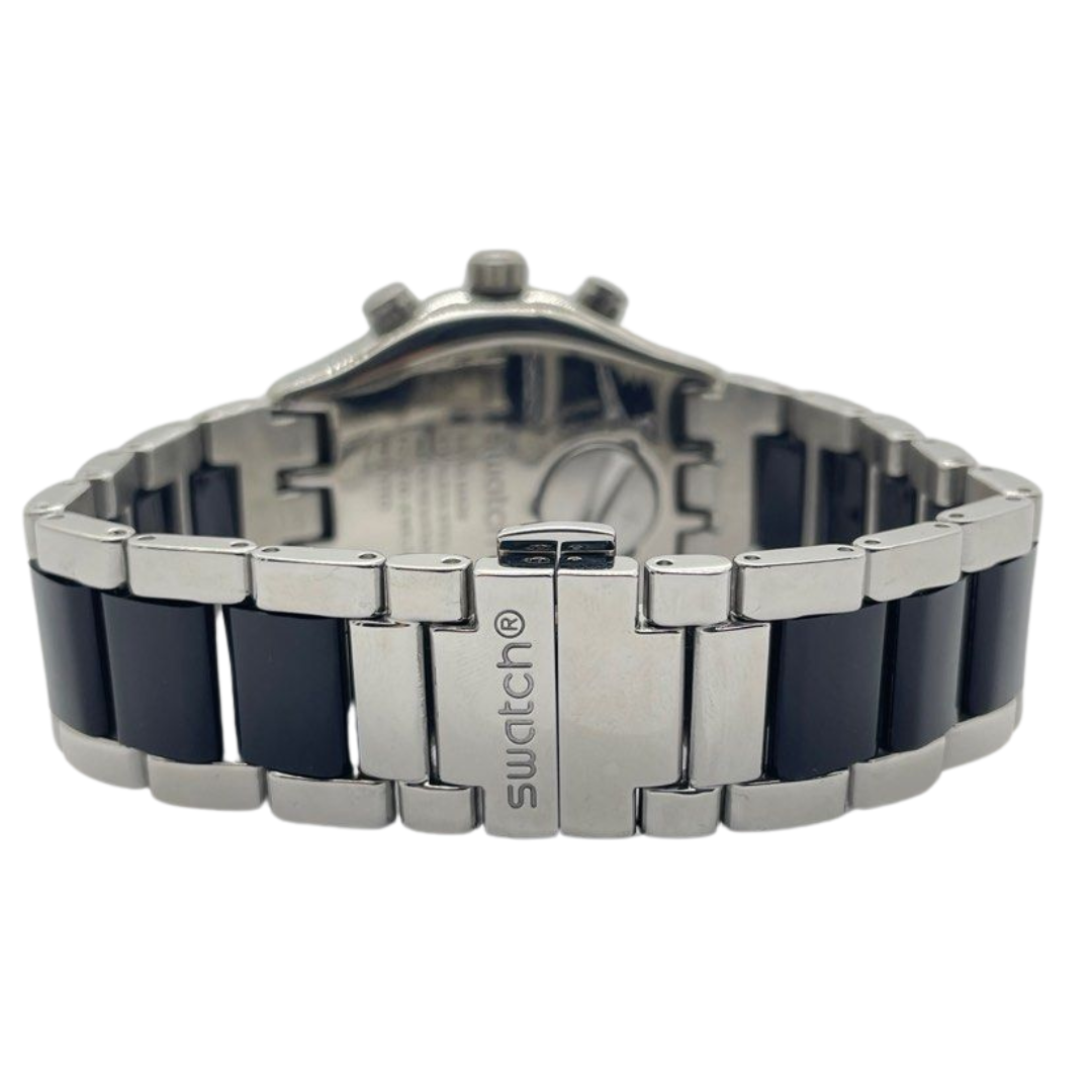 Swatch Irony 43mm Quartz Chronograph Black Dial Watch YVS441G