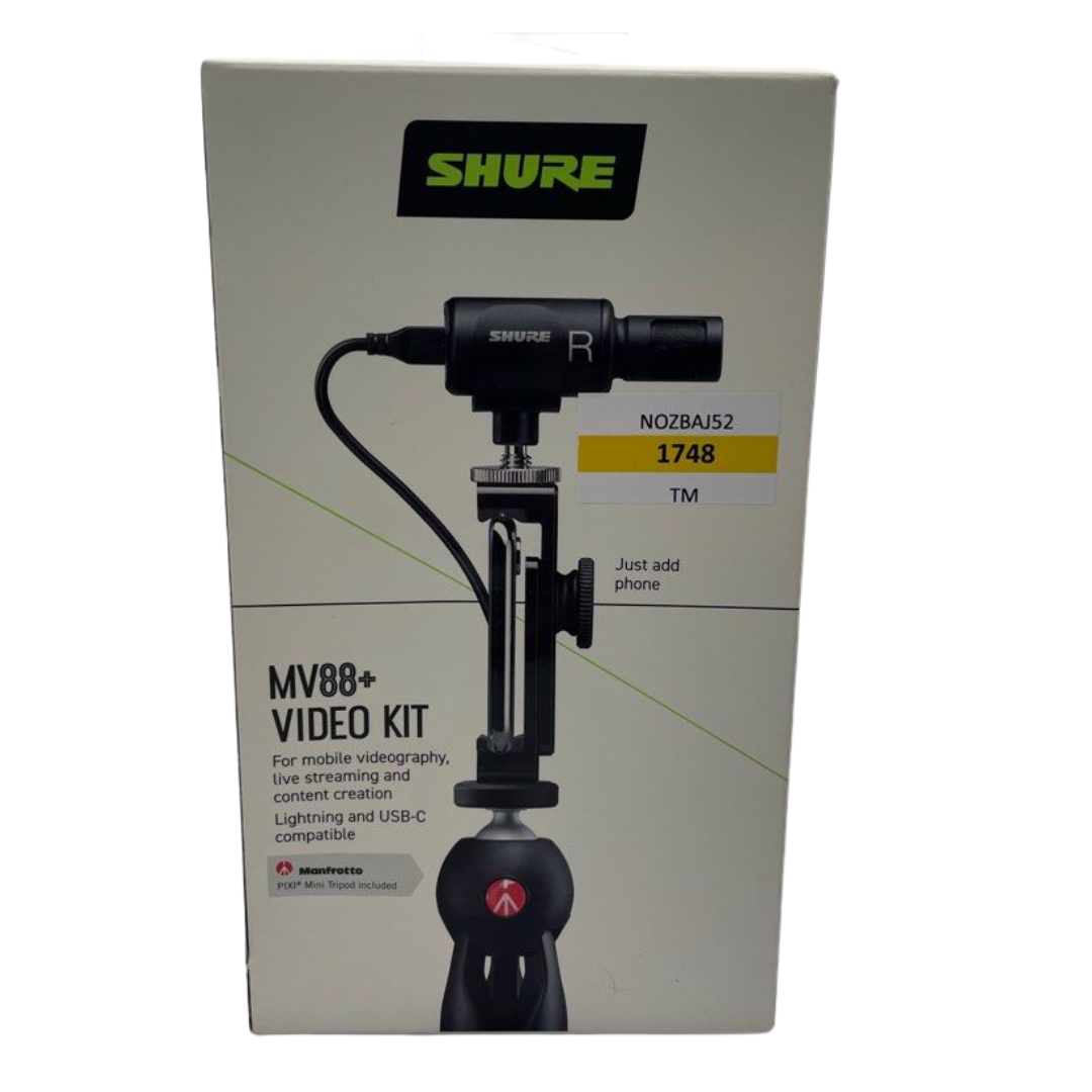 Shure MV88+ Video Kit MOTIV Video Kit Digital Stereo Condenser Microphone and Accessories for Smartphones, Black