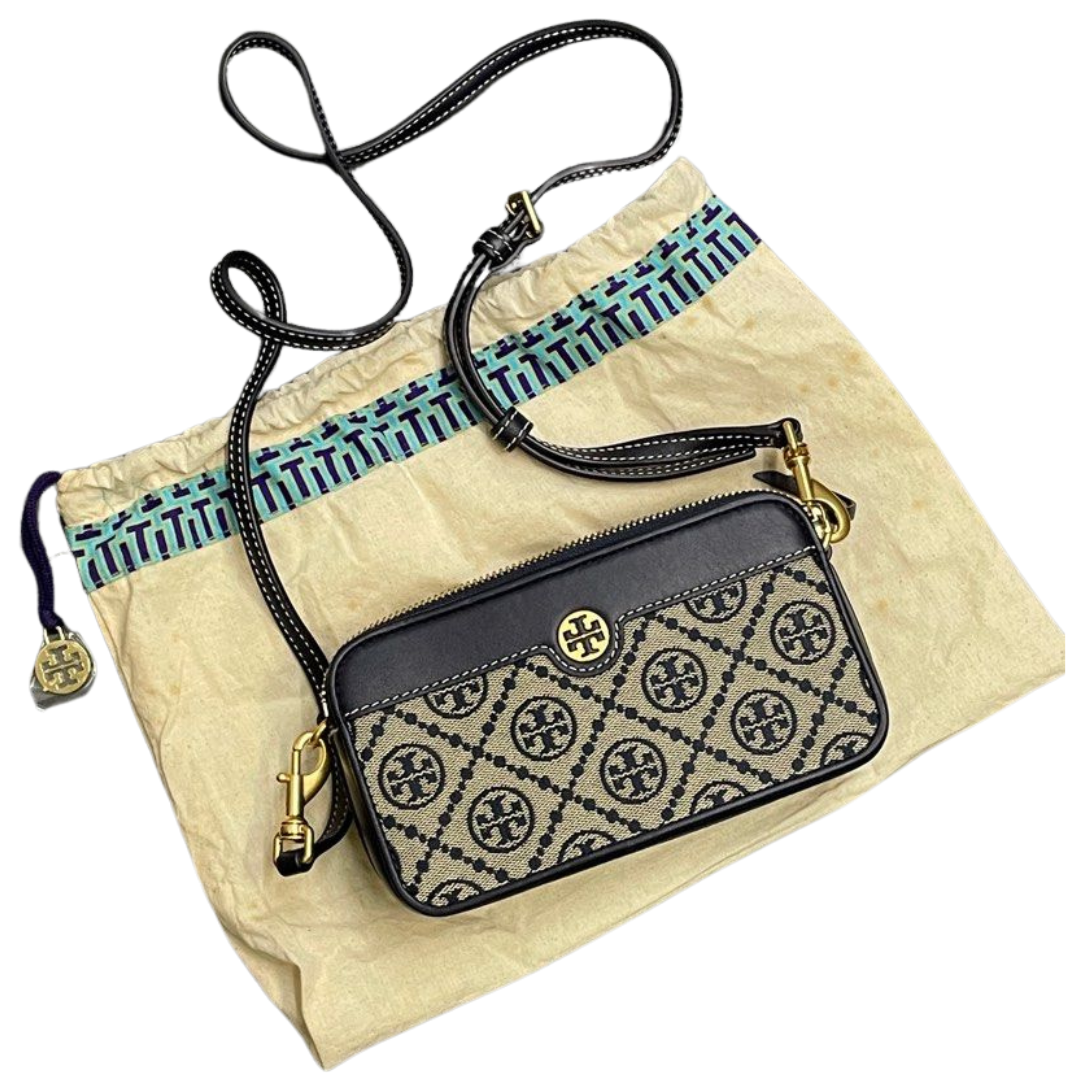 Tory Burch Women's T Monogram Jacquard Double-Zip Mini Bag Crossbody