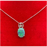18K White Gold Natural Opal & Diamond Necklace