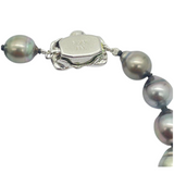 Black Baroque Pearls Necklace, Silver Clasp