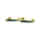 18K Yellow Gold Natural Blue Sapphire & Diamond Earring