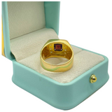 916 Yellow Gold Natural Garnet & Diamond Men’s Ring