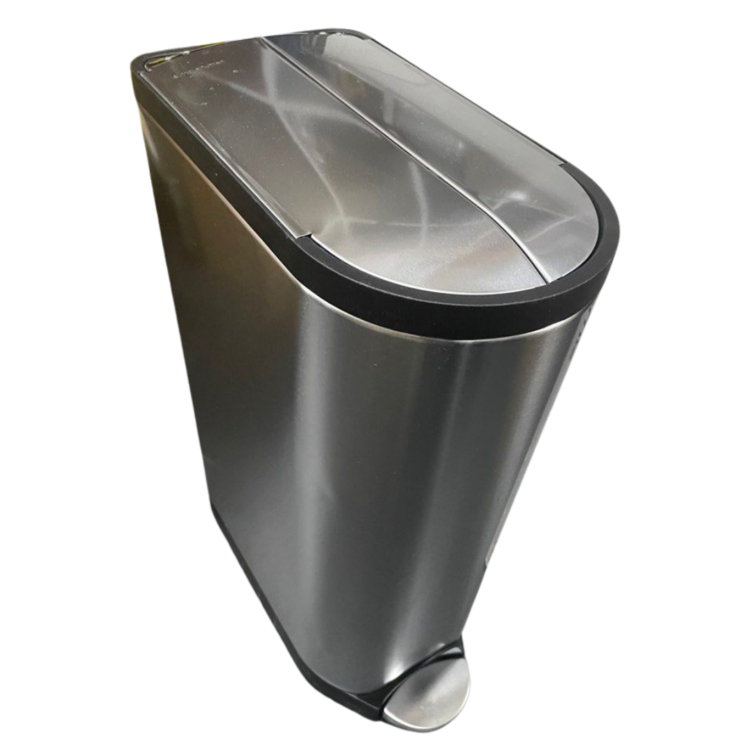 SIMPLE HUMAN 18 Liter / 4.8 Gallon Butterfly Lid Kitchen Step Trash Can, Brushed Stainless Steel