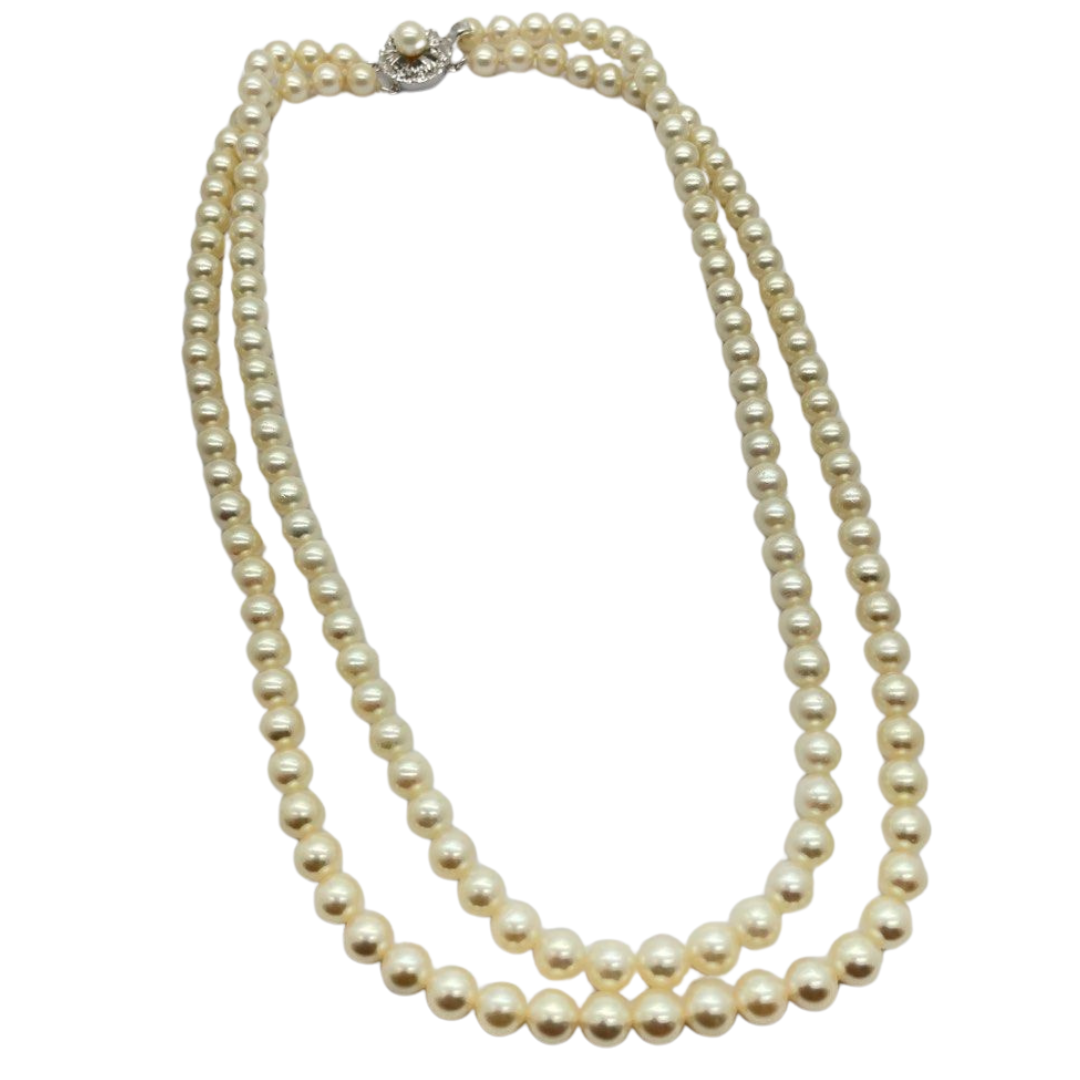 Akoya Pearl Necklace, Silver Clasp