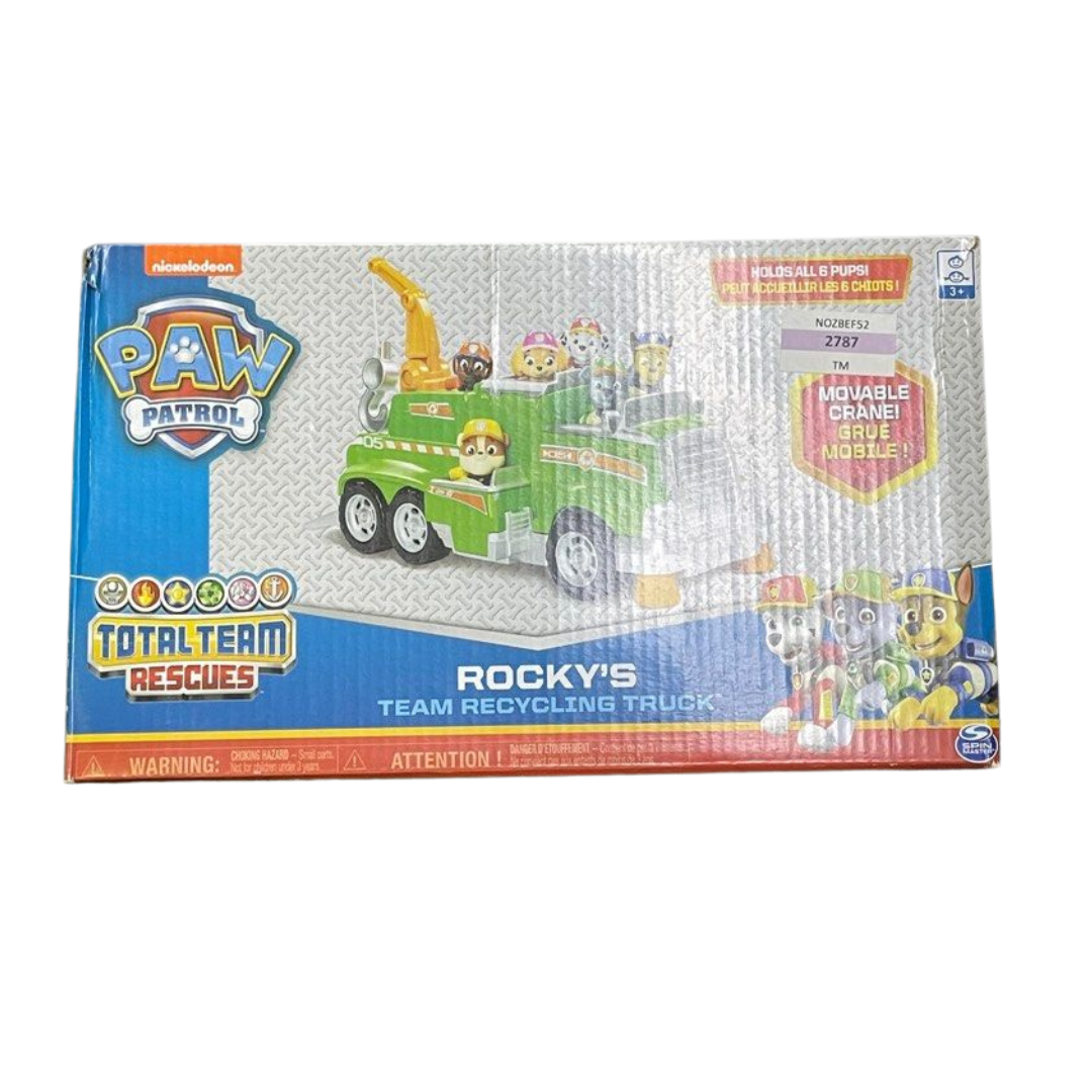 Paw Patrol, Rocky’s Total Team Rescue Recycling Truck with 6 Pups, for Kids Aged 3 and Up