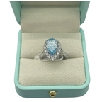 18K White Gold Lab-Grown Fancy Blue Diamond Ring w/Cert, D1=3.02carat, VS1