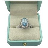 18K White Gold Lab-Grown Fancy Blue Diamond Ring w/Cert, D1=3.02carat, VS1