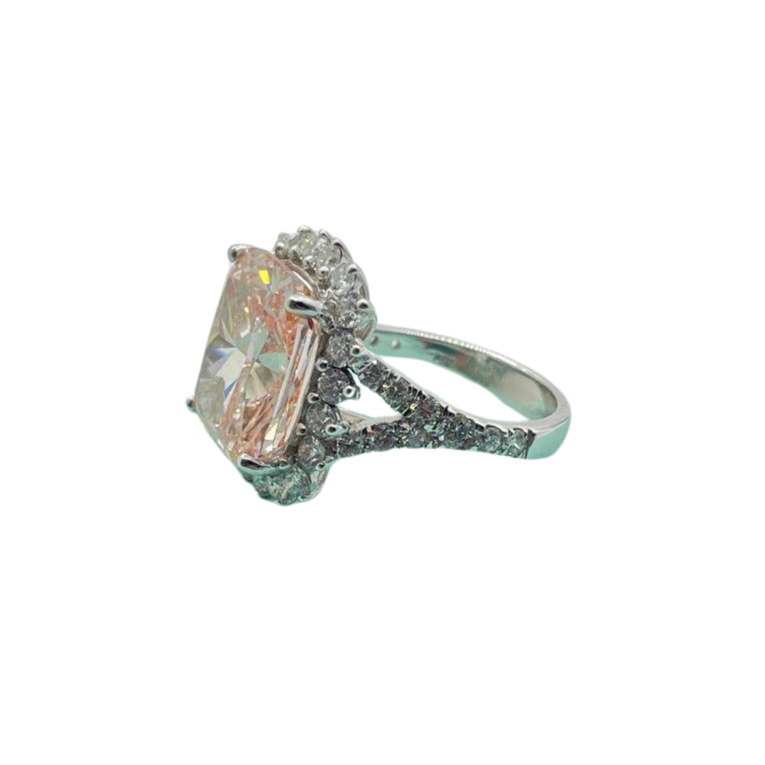 18K White Gold Lab-Grown Pink Diamond Ring w/Cert