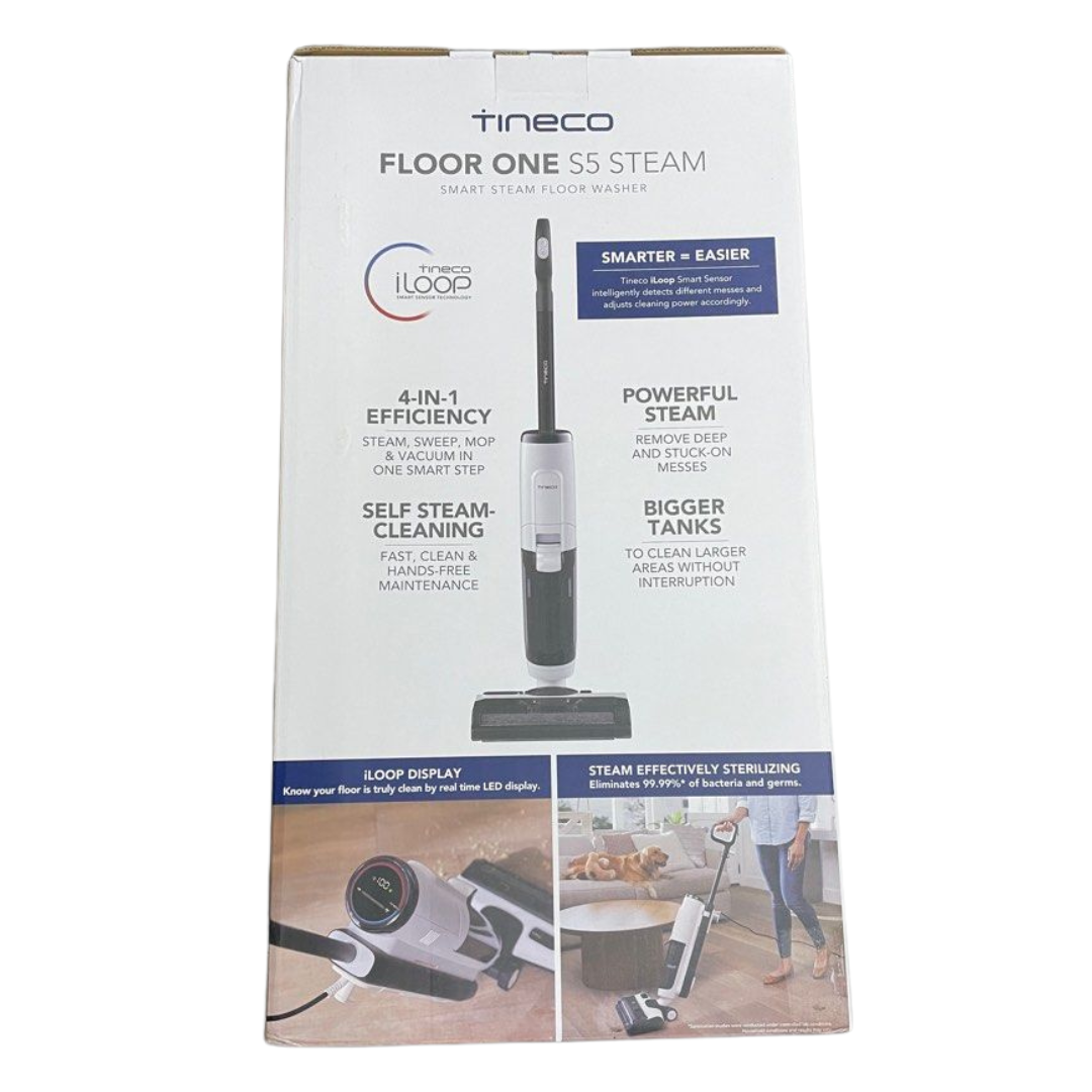 Tineco Floor One S5 Steam - Wet & Dry Vacuum, Corded, 0.75L Clean Water Tank Capacity, Self Cleaning Dual Tank System, Voice Prompt Enabled, LED Screen Display
