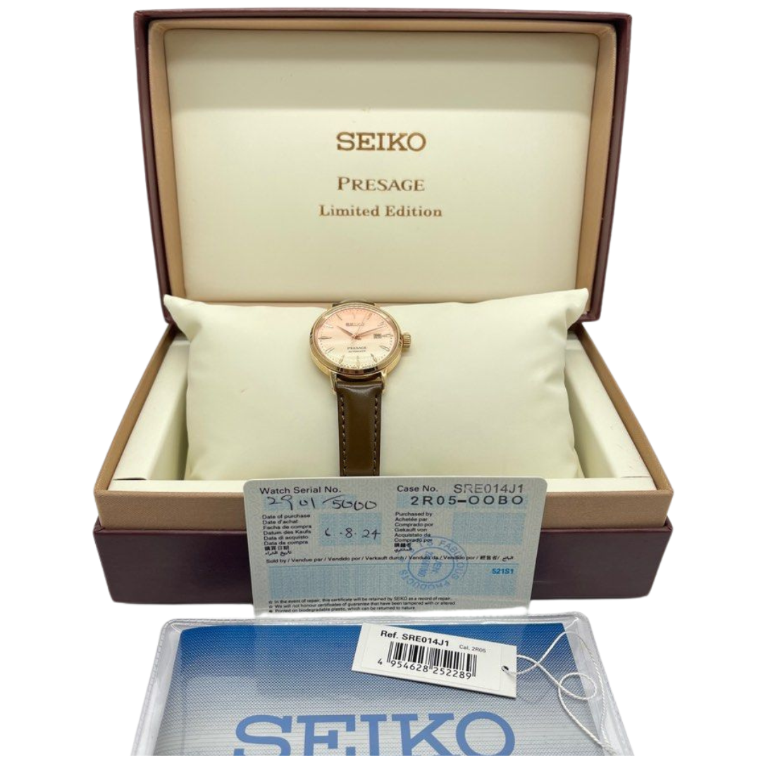 Seiko Presage Cocktail Time 30.6mm Limited Edition Automatic Pink Dial Watch SRE014J1