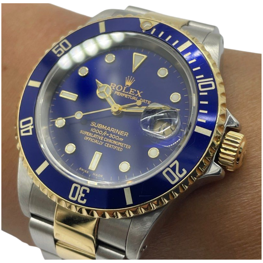 Rolex Submariner 16613 40mm Half Gold Blue Dial Automatic Watch