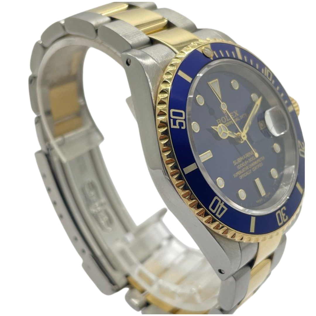 Rolex Submariner 16613 40mm Half Gold Blue Dial Automatic Watch