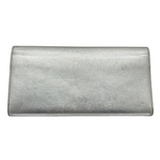 YSL Yves Saint Lauren Silver Metallic Leather Clutch Bag