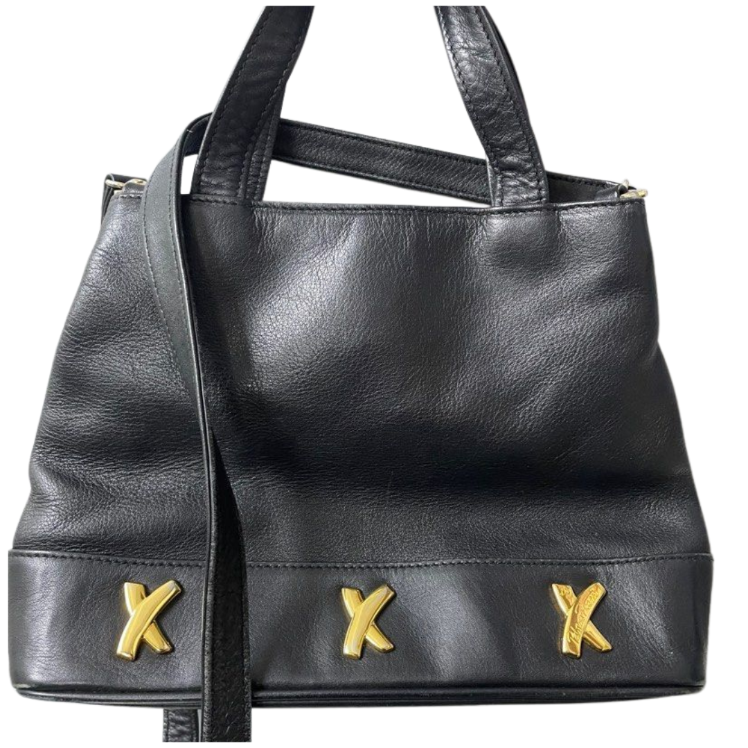 Paloma Picasso Shoulder Black Leather Bag w/Sling