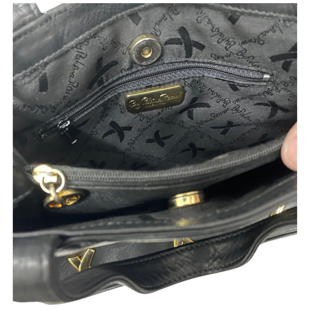Paloma Picasso Shoulder Black Leather Bag w/Sling