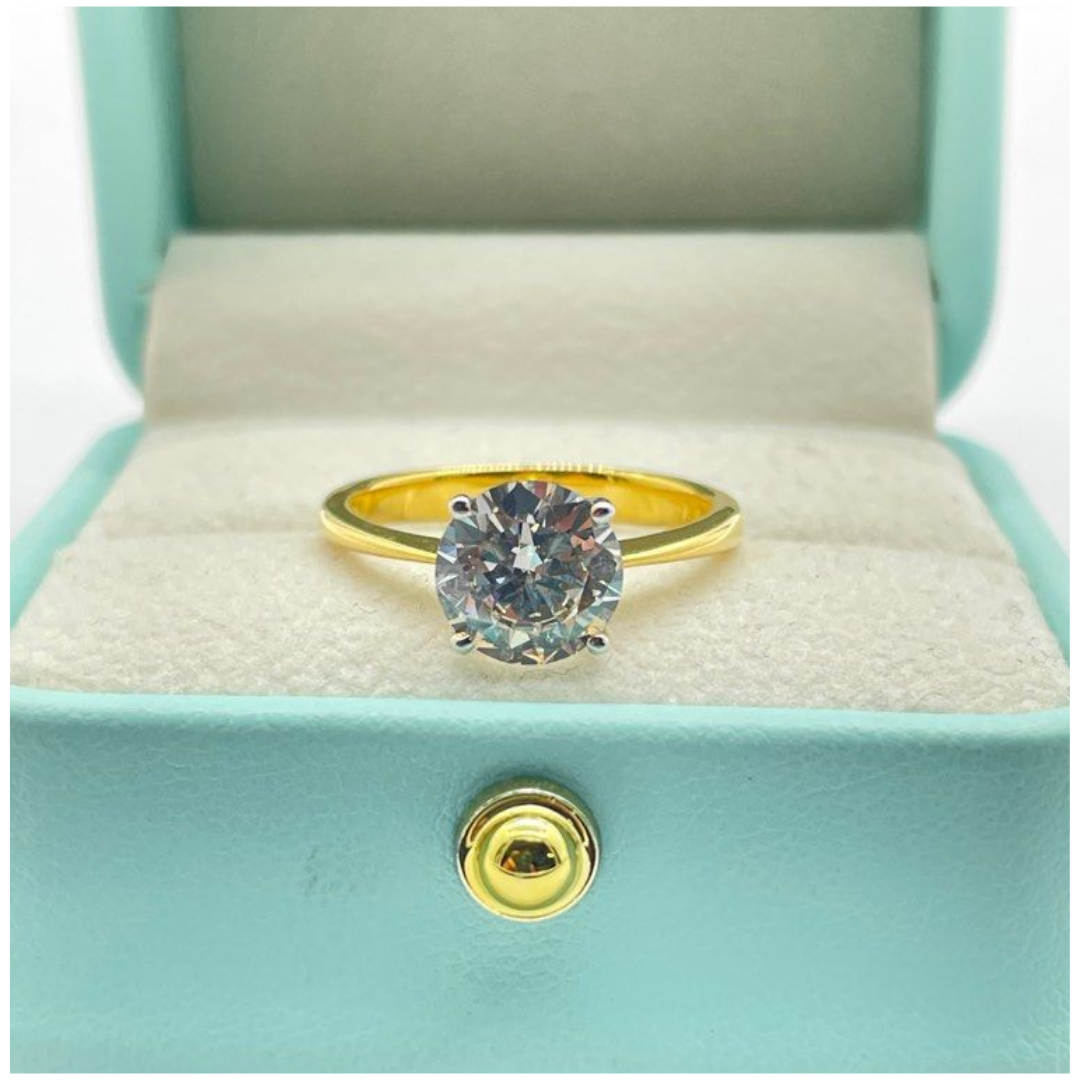 18K Yellow Gold Lab Grown Diamond Ring, D1=1.75