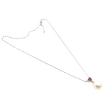 18K White Gold South Sea Pearl, Ruby, Diamond Necklace w/Cert