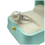 PT900 Natural South Sea Pearl & Diamond Ladies Ring w/Cert