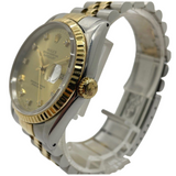 Rolex Datejust 16233 36mm Half Gold Diamond Automatic Gold Dial Watch