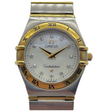 Omega Constellation 25mm Quartz Steel/Gold White Mother of Pearl Dial Diamond Watch