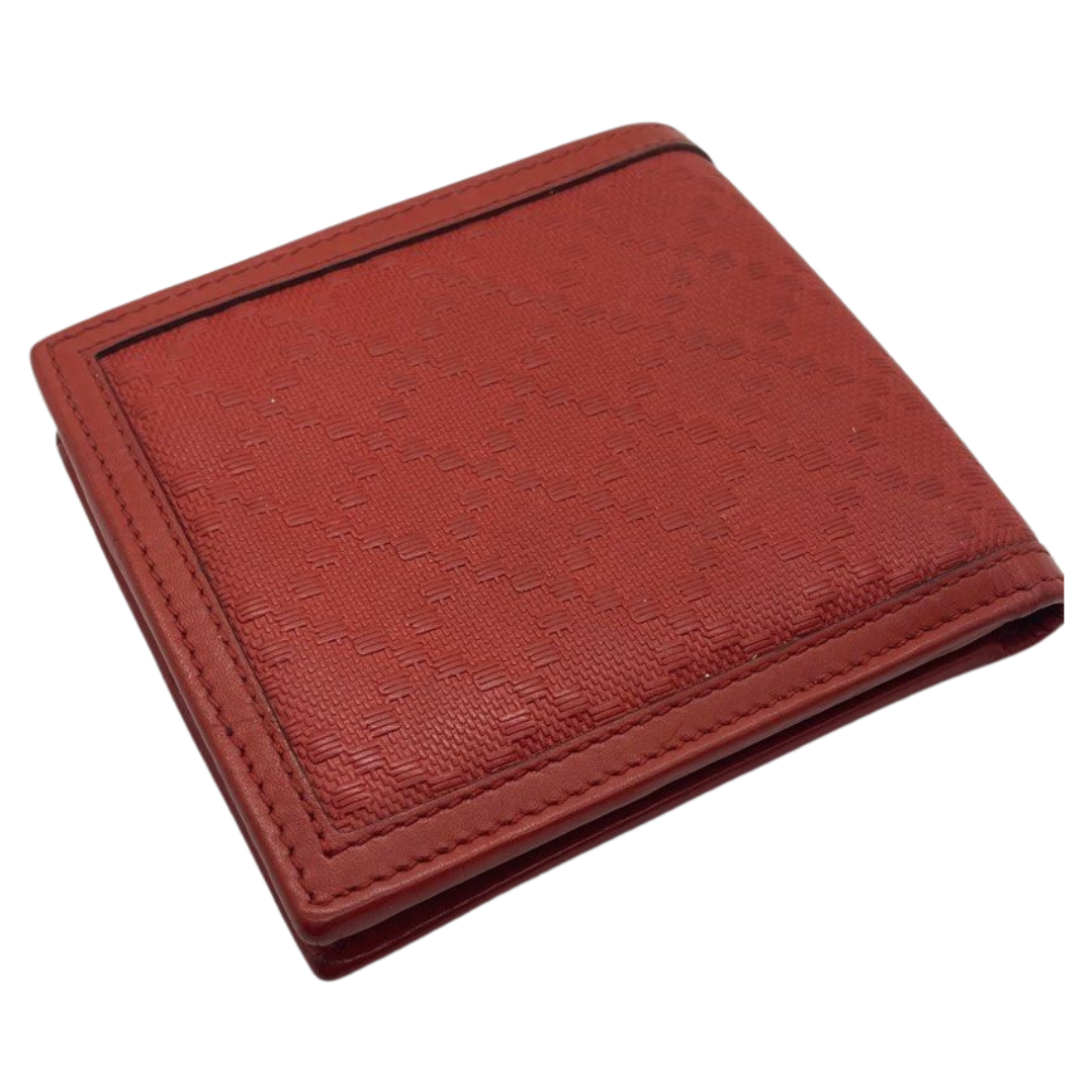 Gucci Men's Red Orange Diamante Leather Bi-fold Wallet w/coin Pocket 237359