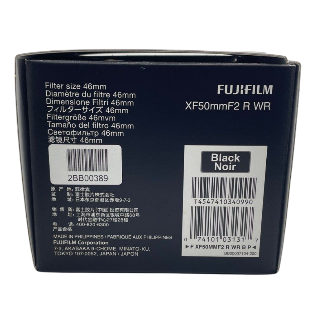 Fujifilm Fujinon XF 50mm F2 R Weather Resistant Aspherical Lens, Black