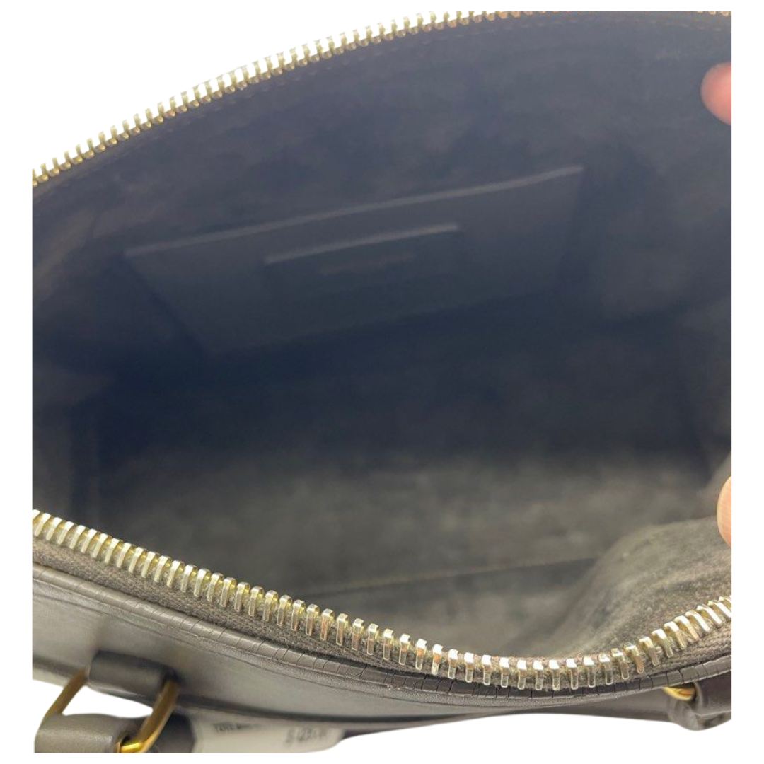 Saint Laurent Classic Baby Duffel Leather Grey Handbag w/Sling