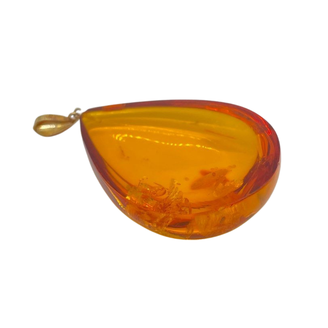 18K Yellow Gold Amber Pendant