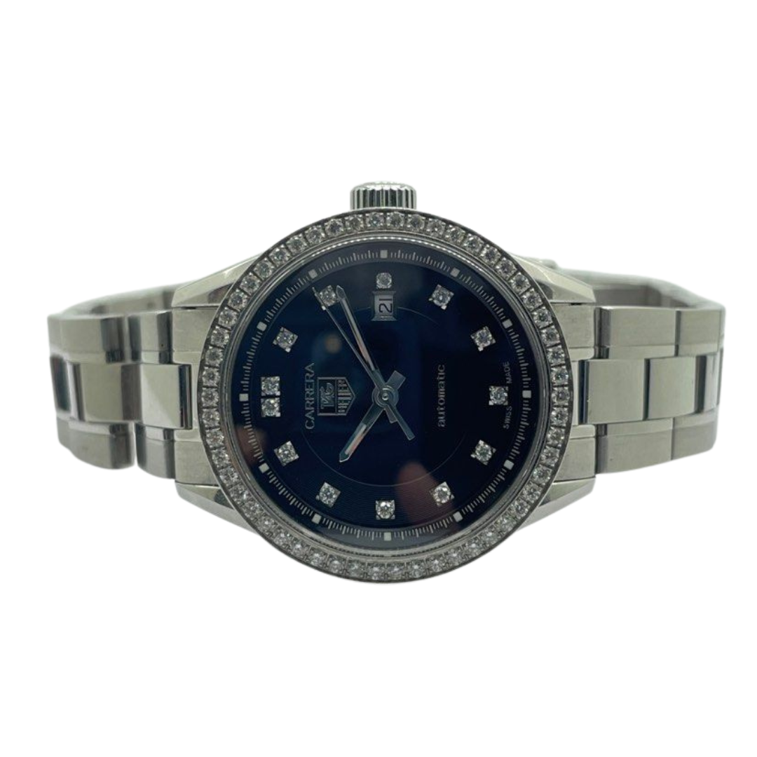 Tag Heuer WV2412 27mm Automatic Diamond Bezel/Index Black Dial Watch