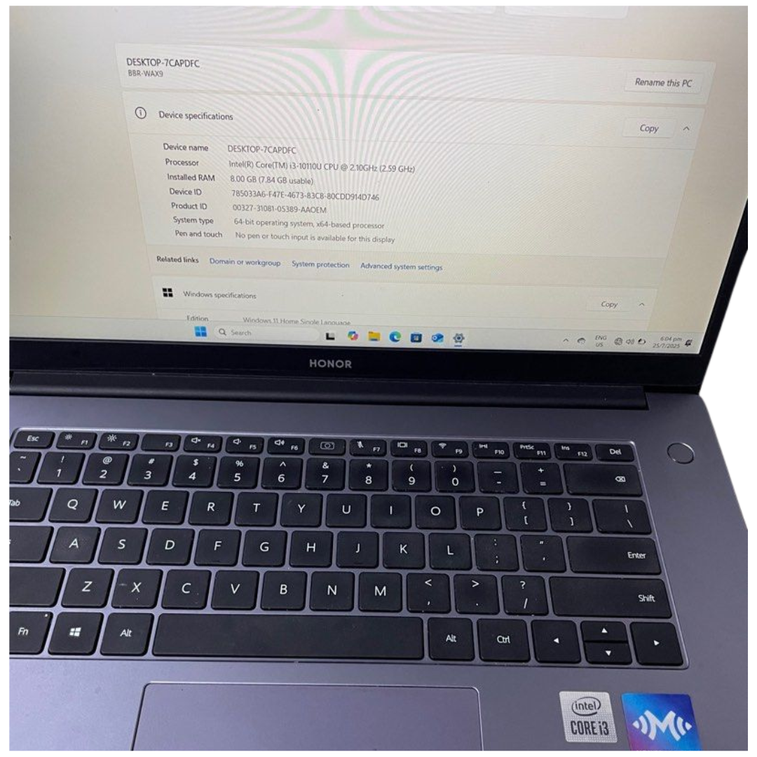 HONOR BBR-WAX9 i3-10Gen, 8GB Ram, 256SSD 15.6” Laptop