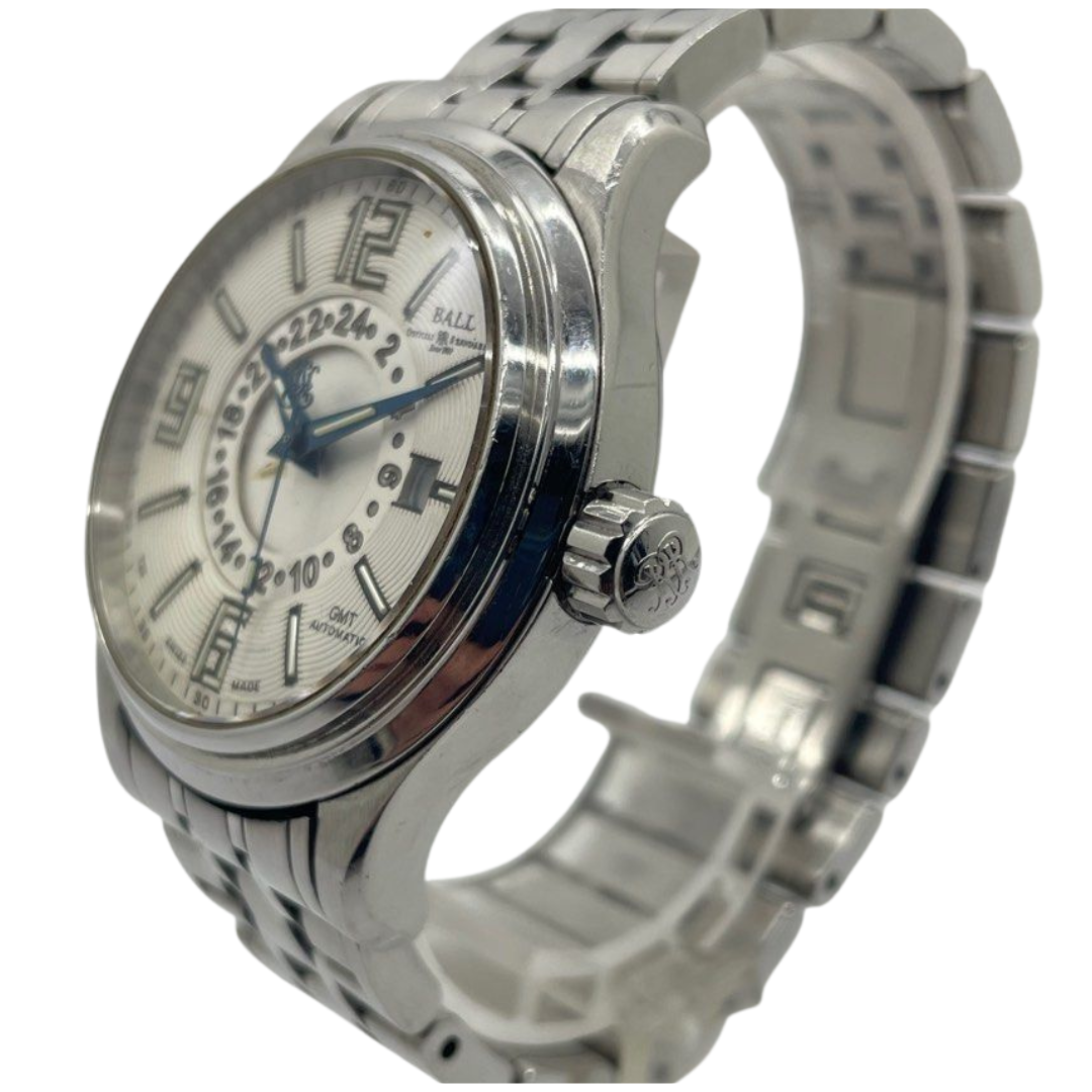 Ball Trainmaster Voyager GMT 41mm Automatic White Dial Watch GM1050D