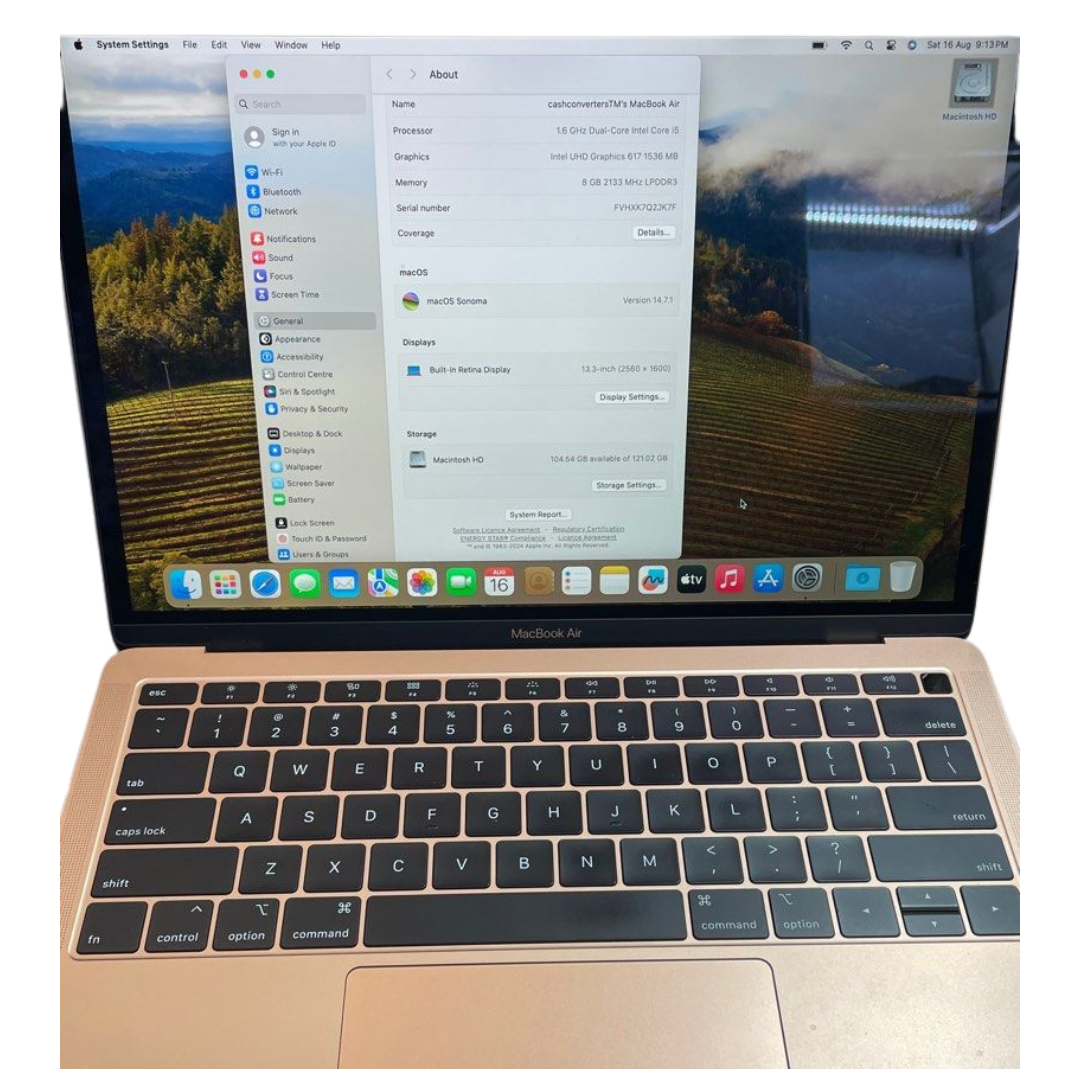 MacBook Air (Retina, 13-inch, 2018) 8GB,128GB (NO CHARGER)