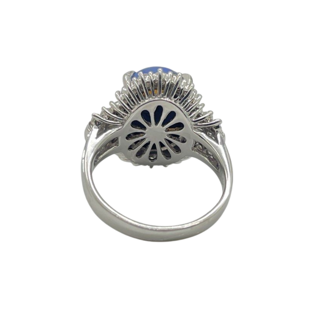 PT900 Natural Black Opal & Diamond Ladies Ring