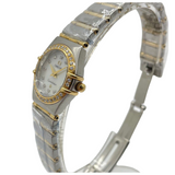 Omega Constellation 22.5mm Quartz Half Gold Diamond White Mother of Pearl Dial Watch