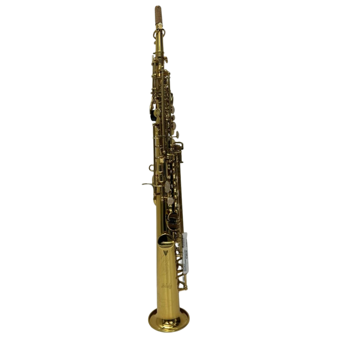 Btuty Straight Bb Soprano Saxophone Nickel Plated Sax straight saxophone Professional Brass Woodwind Instrument Carve Pattern with Carrying Case Mouthpiece Reed Cleaning