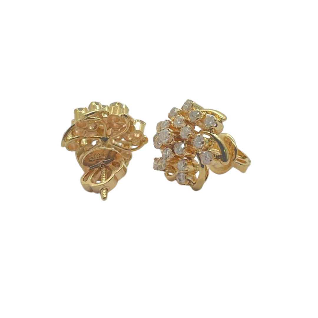 18K Yellow Gold Natural Diamond Earring