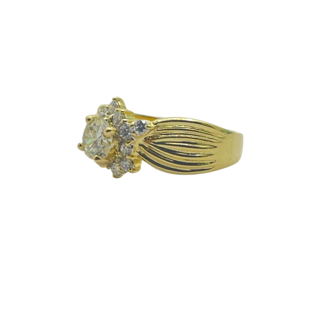 850 Yellow Gold Natural Diamond Ring