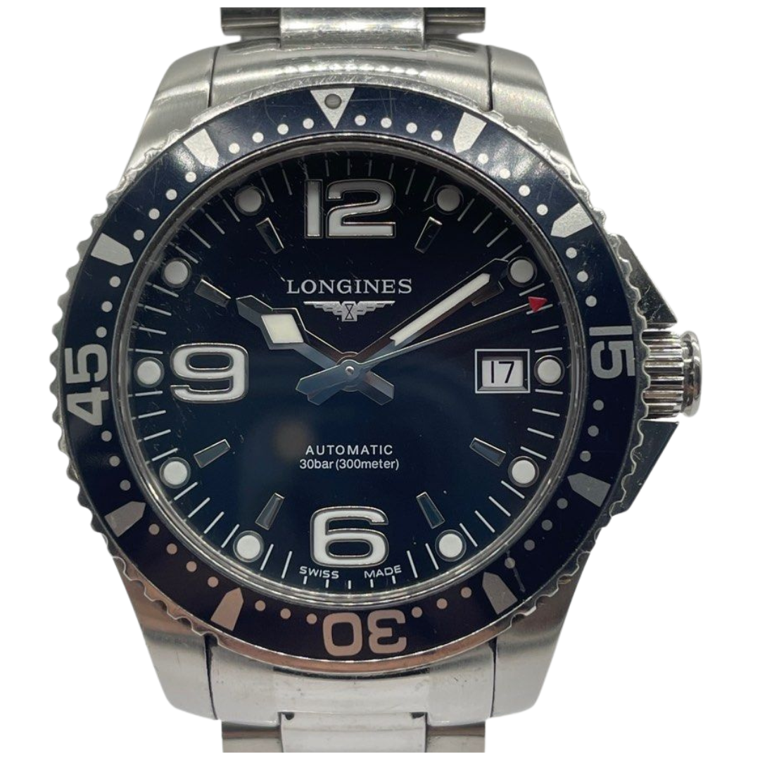 Longines Hydroconquest 39mm Automatic Black Dial Steel Watch L3.741.4