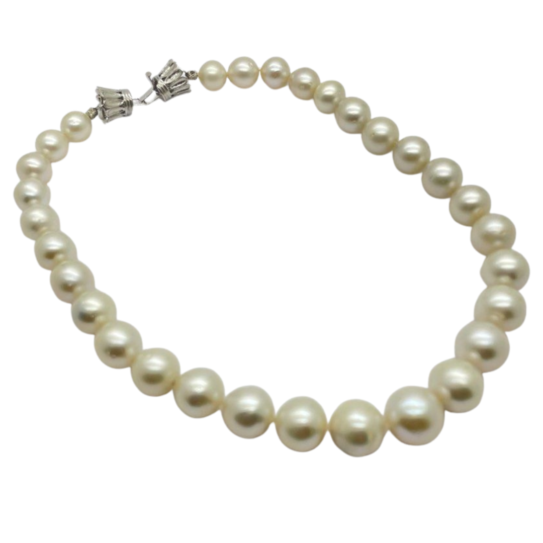 Natural White South Sea Pearl Necklace with Silver Clasp