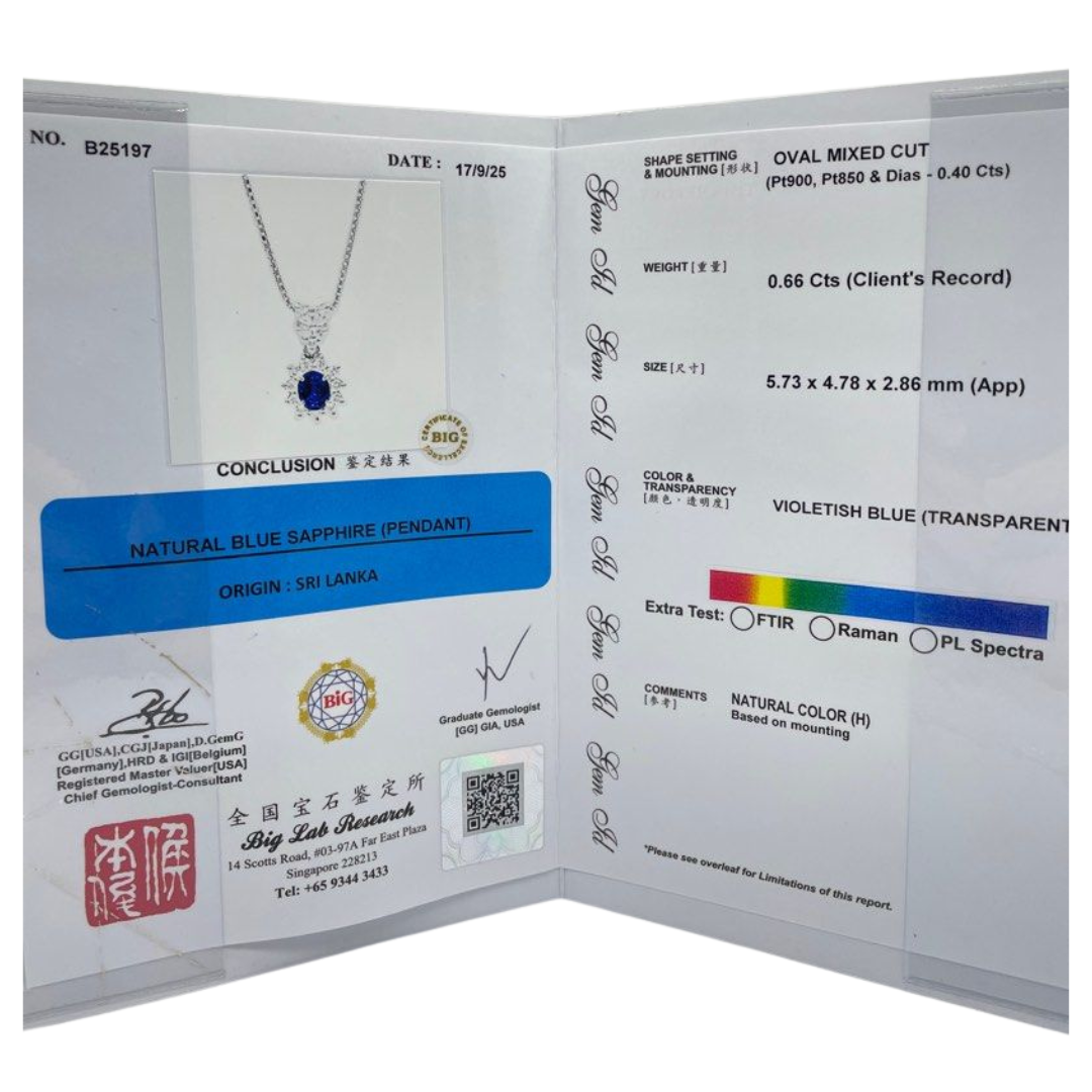 PT900/850 Natural Blue Sapphire & Diamond Necklace
