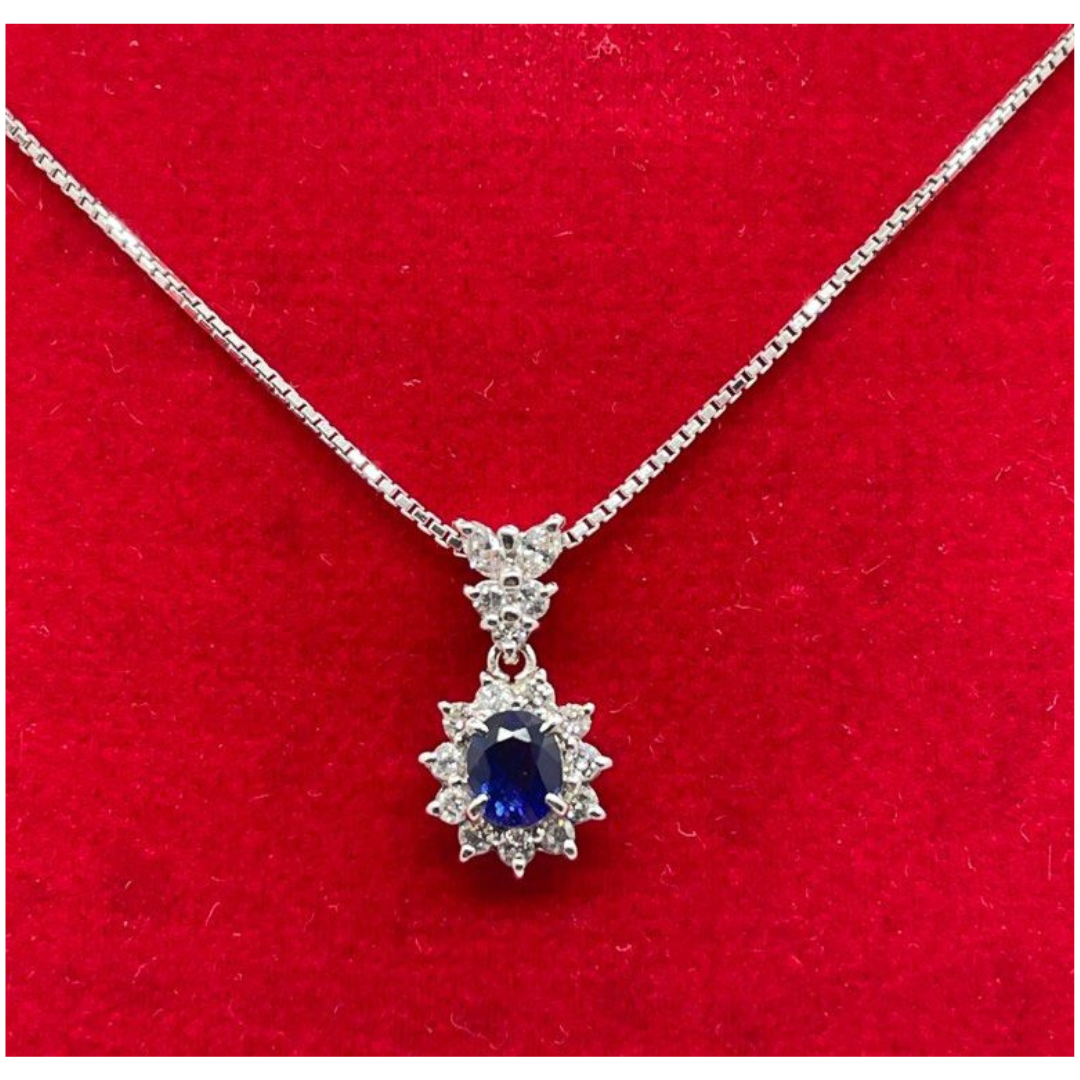 PT900/850 Natural Blue Sapphire & Diamond Necklace