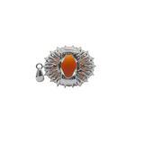 18K White Gold Natural Opal & White Topaz Pendant