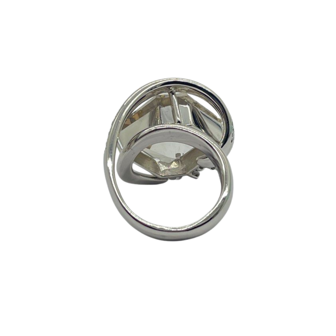 PT900 Natural Topaz & Diamond Ladies Ring
