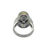 PT900 Natural Black South Sea Pearl & Diamond Ladies Ring
