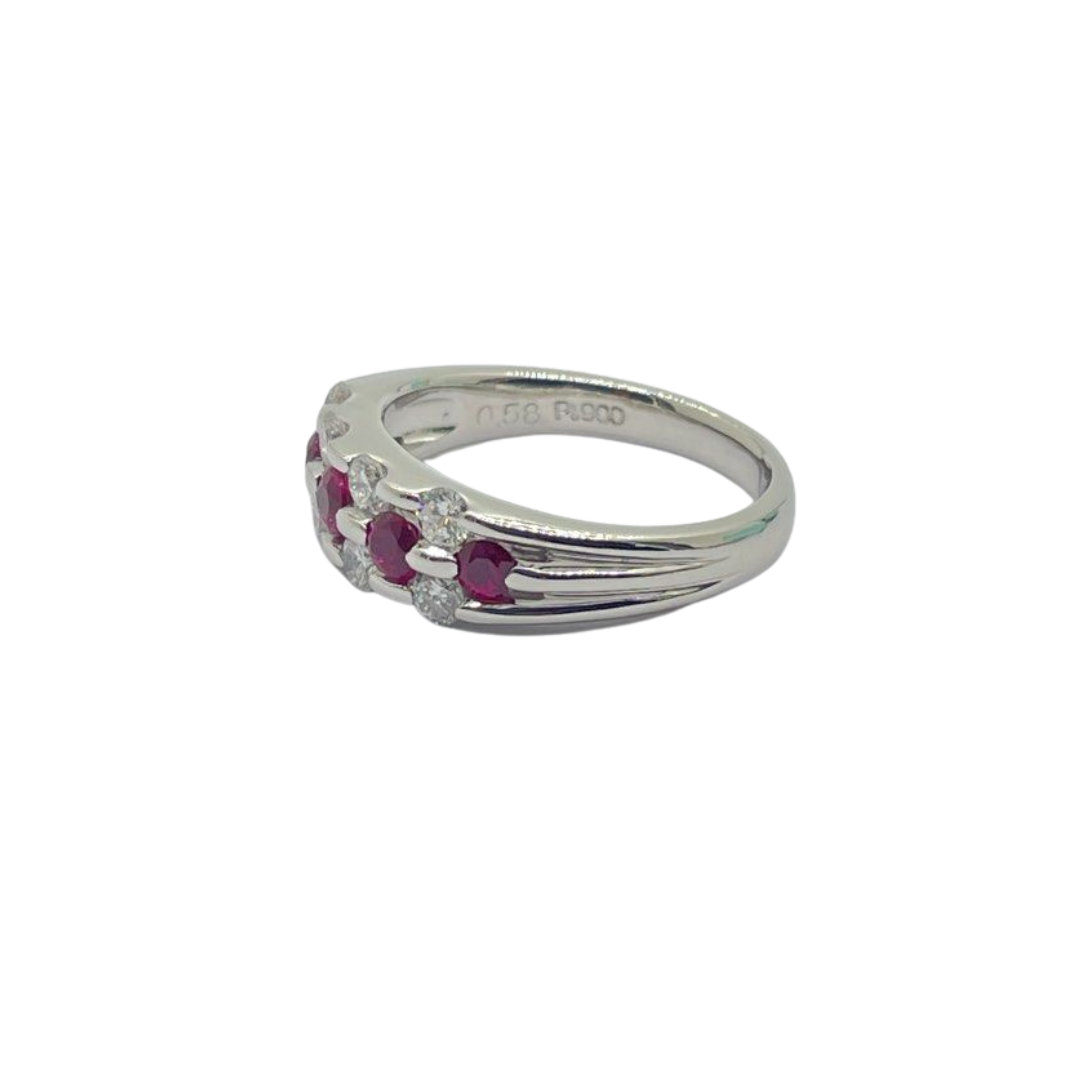PT900 Natural Ruby & Diamond Ladies Ring
