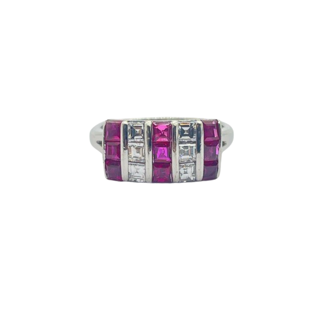 PT900 Natural Ruby & Diamond Ring
