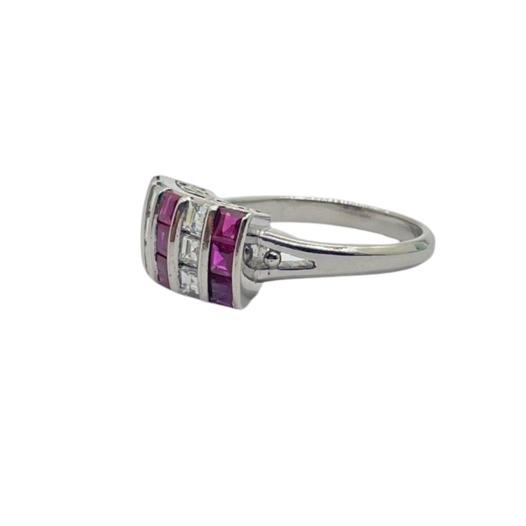 PT900 Natural Ruby & Diamond Ring