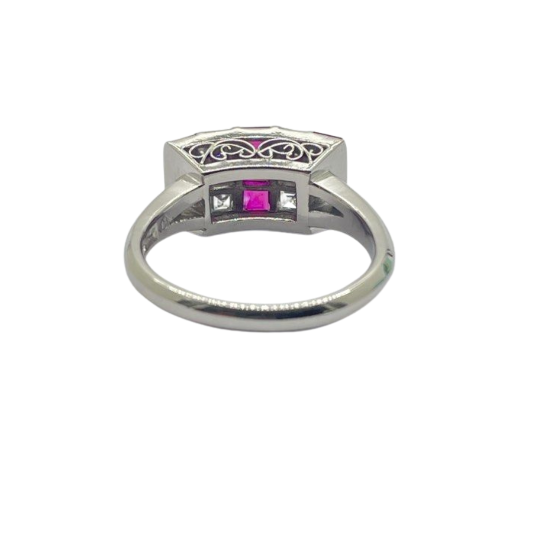 PT900 Natural Ruby & Diamond Ring